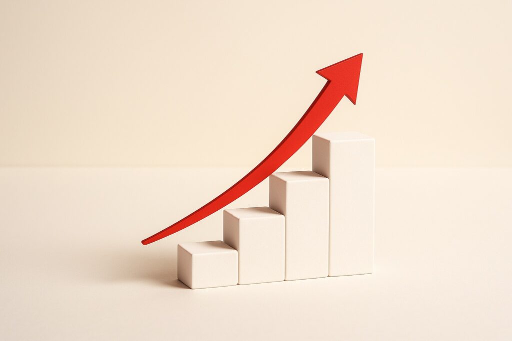 SEO for SaaS — growth staircase with red arrow